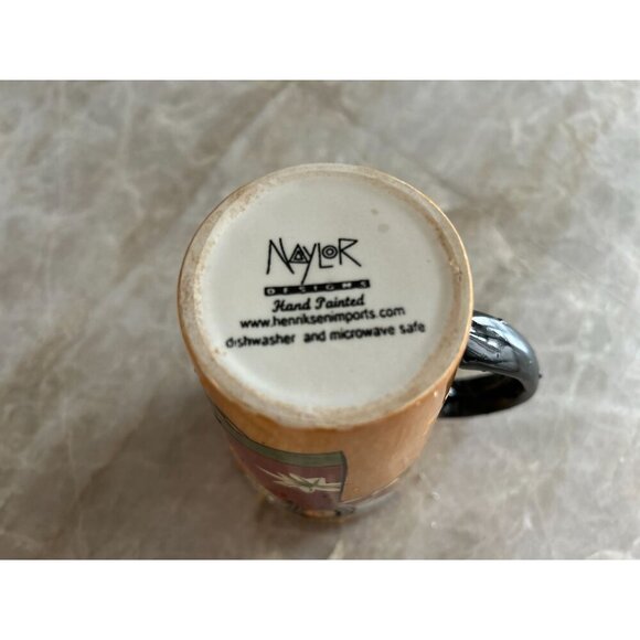 Mary Naylor Designs Coffee Mug Redware Hand-painted Angel with Horn design - Picture 5 of 6